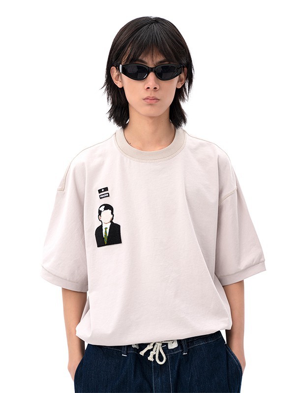 FMACM休闲装2022春夏季米色印花T恤