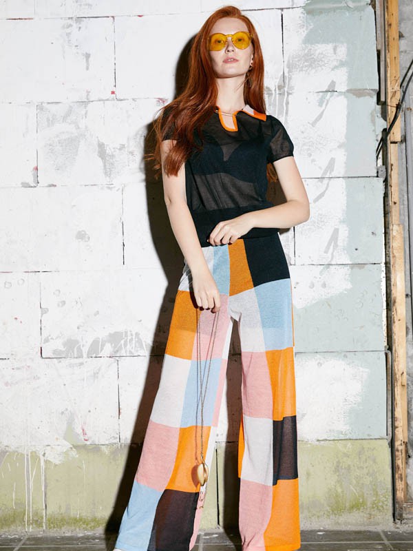 JUNNE女装2022春夏季拼色撞色阔腿裤