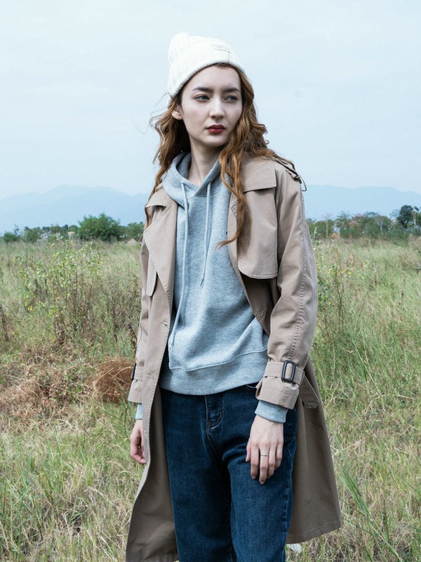 读色2021秋冬季藏蓝色纯色长裤