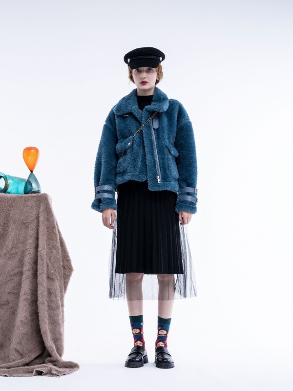 读色女装2021秋冬季黑色纱网半身裙