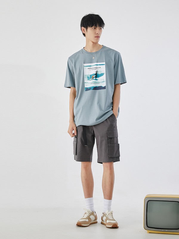 佑禾男装2022春夏季蓝色印花
