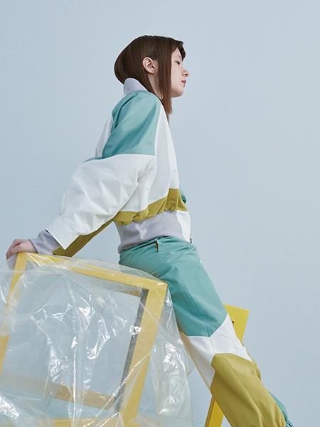 ERALNORTH女装2021秋冬季拼色撞色阔腿裤