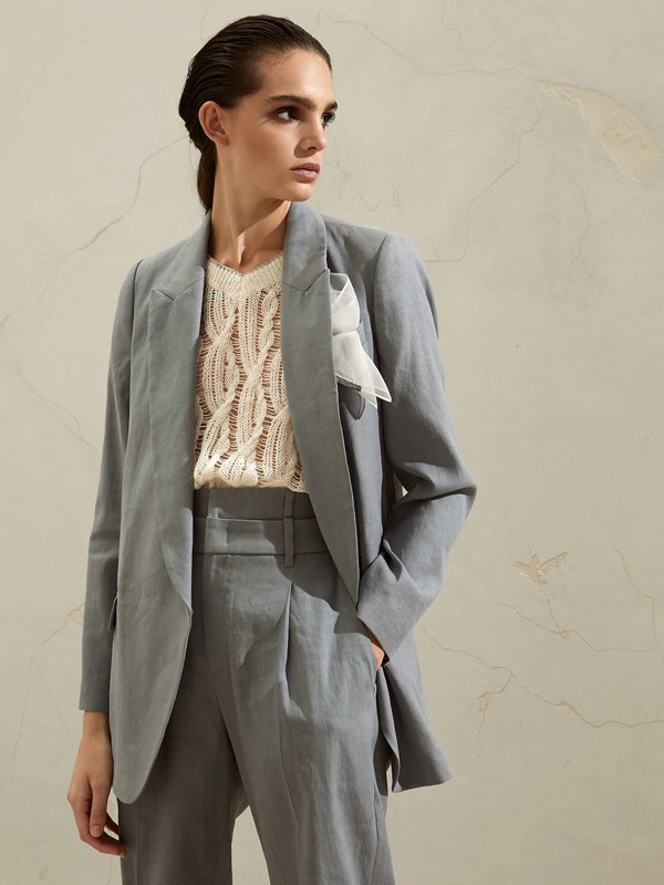 布内罗·古奇拉利2022春夏季灰色纯色西装
