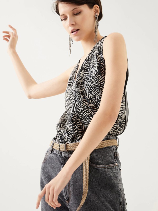 布内罗·古奇拉利休闲装2022春夏季黄色印花背带裙