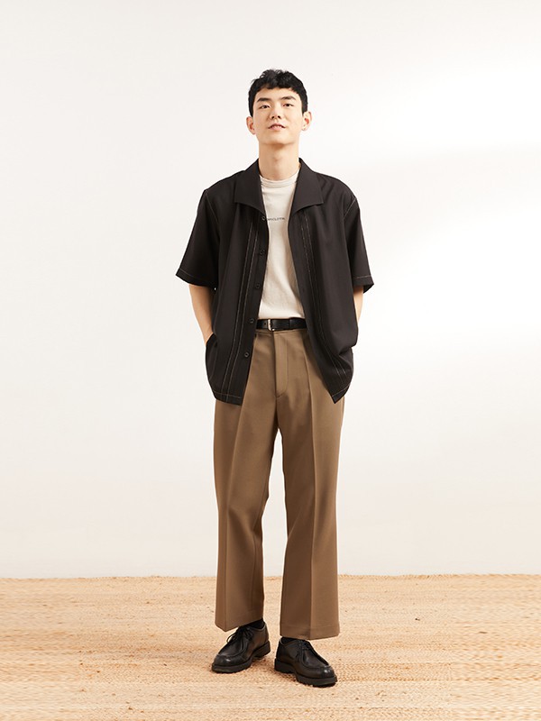 OPICLOTH休闲装2022春夏季咖啡色纯色长裤