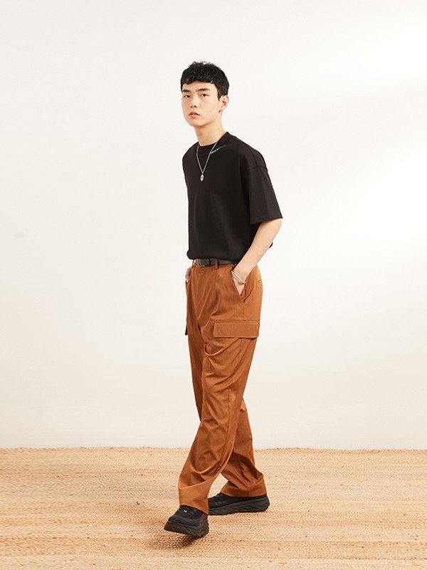 OPICLOTH休闲装2022春夏季咖啡色纯色长裤