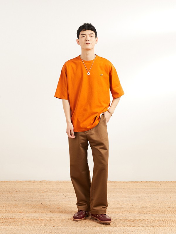 OPICLOTH休闲装2022春夏季橙色印花T恤