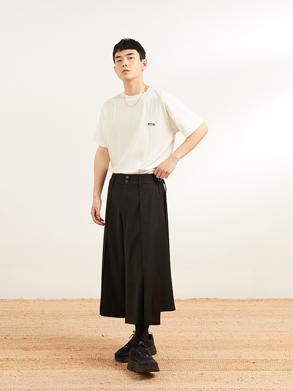 OPICLOTH休闲装2022春夏季黑色纯色阔腿裤