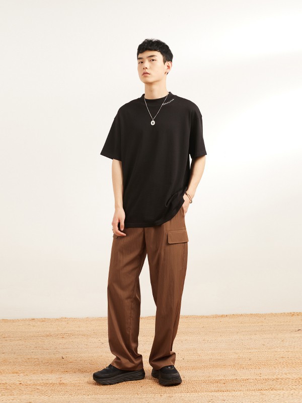 OPICLOTH休闲装2022春夏季黑色纯色T恤