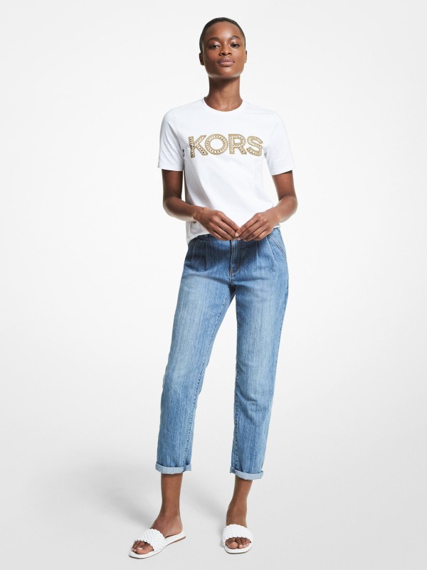 MichaelKors休闲装2022春夏季白色字母T恤