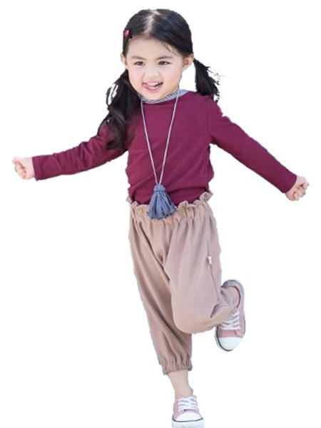咔士尼童装2022春夏季棕色纯色长裤
