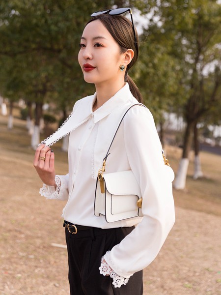 靖选2022春夏季白色纯色衬衫