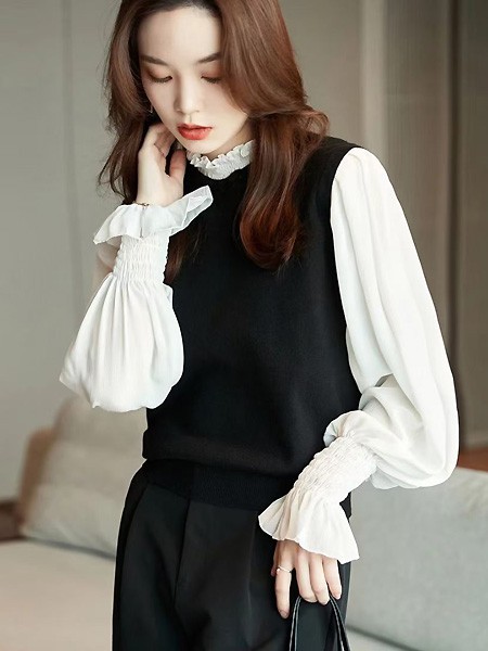 歌米裳女装2022春夏季拼色撞色连衣裙