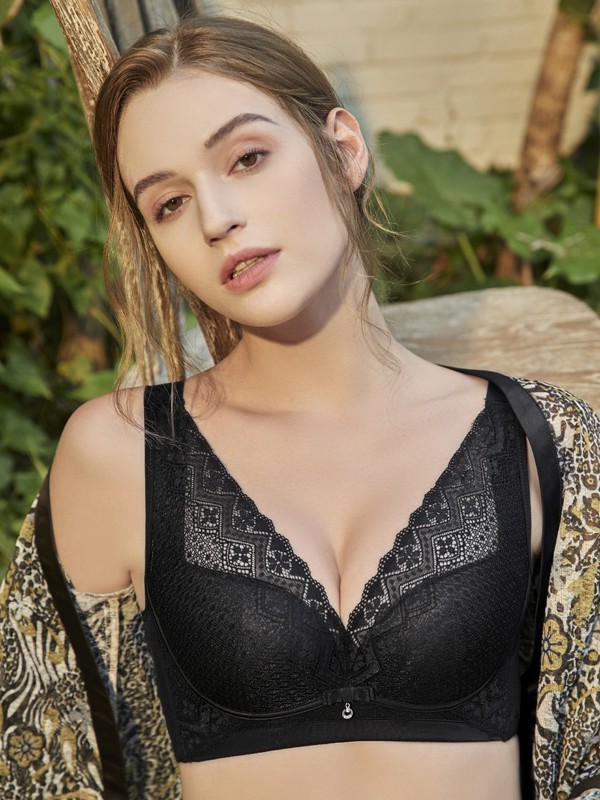 木棉良品内衣2022春夏季黑色时尚内衣