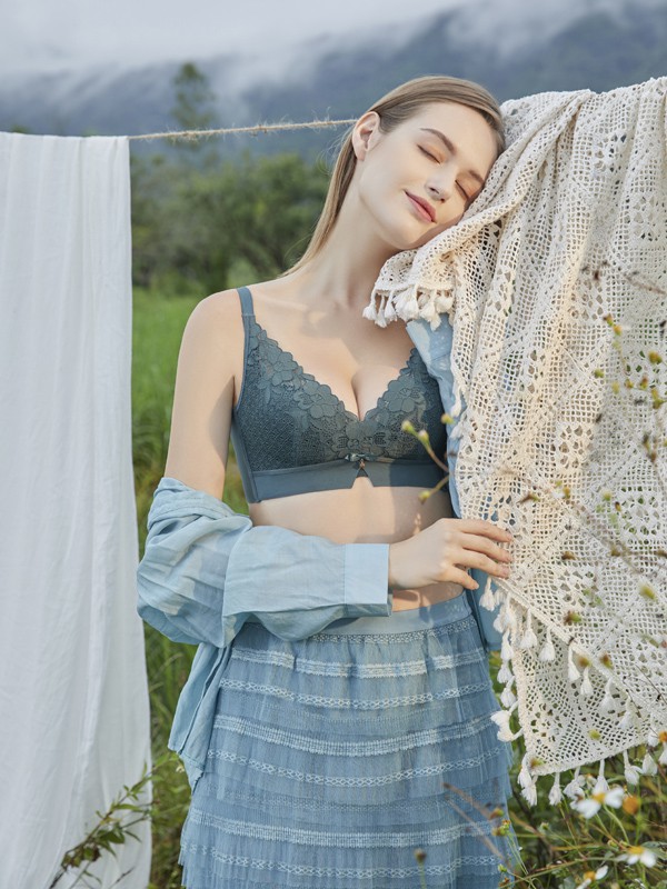 木棉良品内衣2022春夏季蓝色时尚内衣