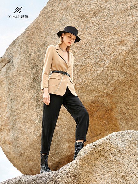 艺燕女装2022春夏季黄色纯色西装