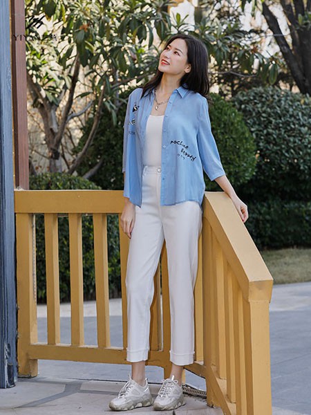 艺燕女装2022春夏季白色纯色长裤