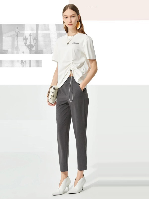 MCClare女装2022春夏季灰色纯色长裤