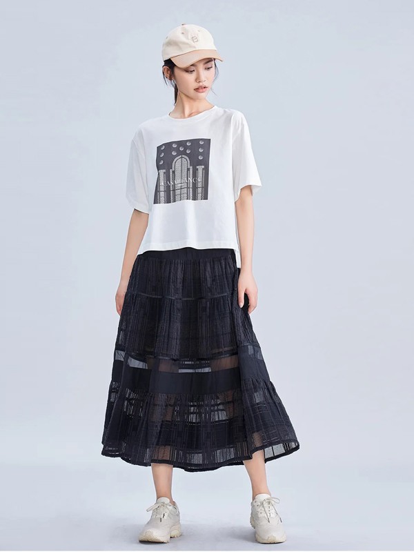 尘埃2022春夏季白色印花T恤