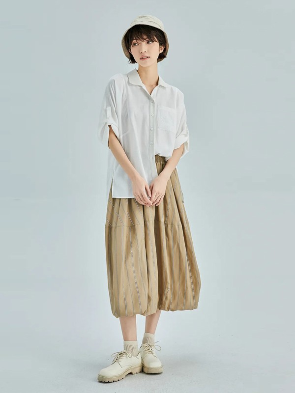 尘埃女装2022春夏季白色纯色衬衫