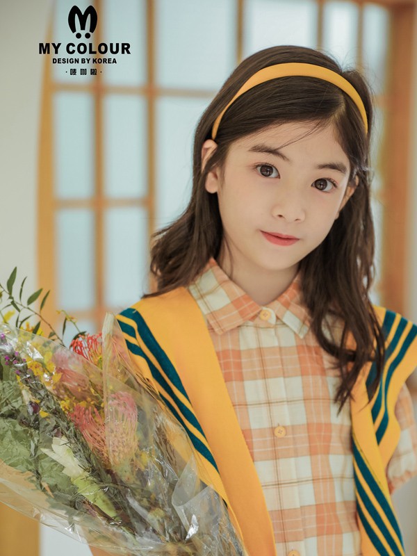 唛咖啦2022春夏季黄色格子衬衫