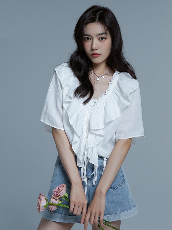 IAZ2022春夏季蓝色纯色短裙