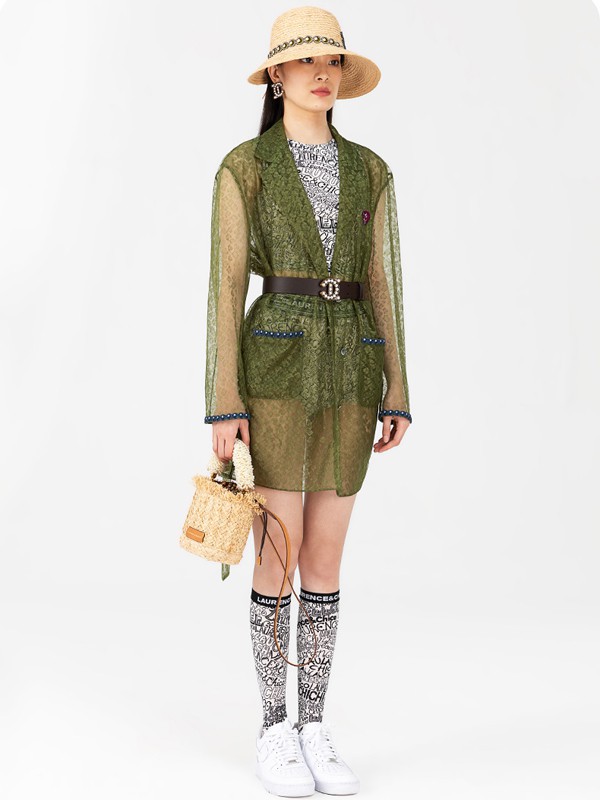 LAURENCE&CHICO2022春夏季墨绿色纯色防晒衫