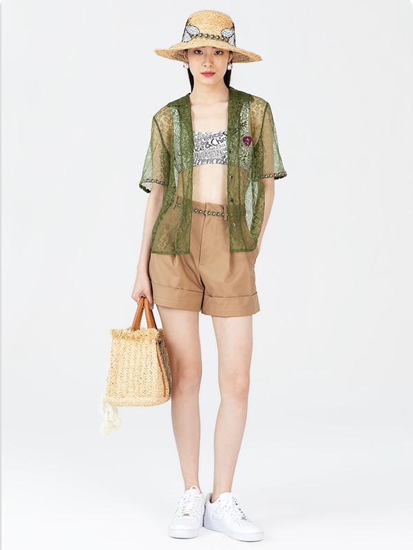 LAURENCE&CHICO2022春夏季棕色纯色短裤