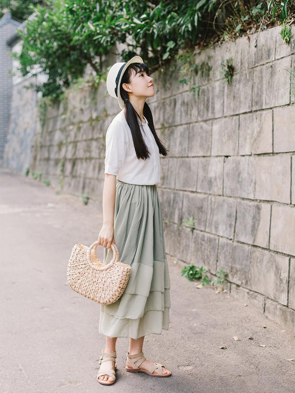 沐沢女装2022春夏季白色纯色T恤