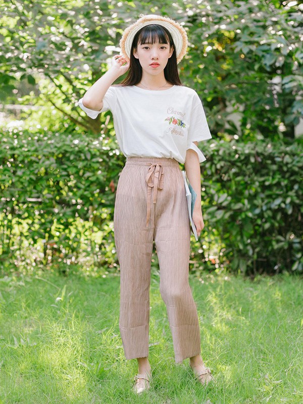 沐沢女装2022春夏季白色纯色T恤