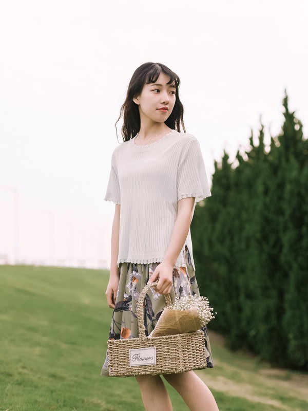 沐沢女装2022春夏季白色纯色雪纺衫