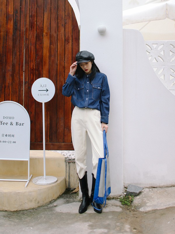 雅趋2022春夏季白色纯色长裤