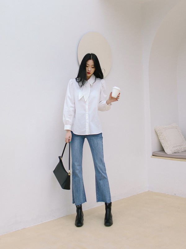 雅趋2022春夏季白色纯色衬衫