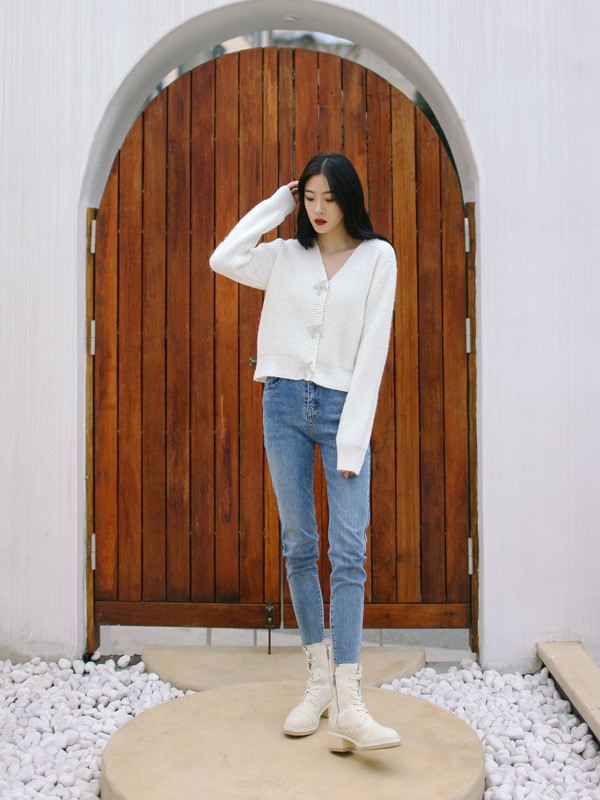 雅趋女装2022春夏季蓝色纯色长裤