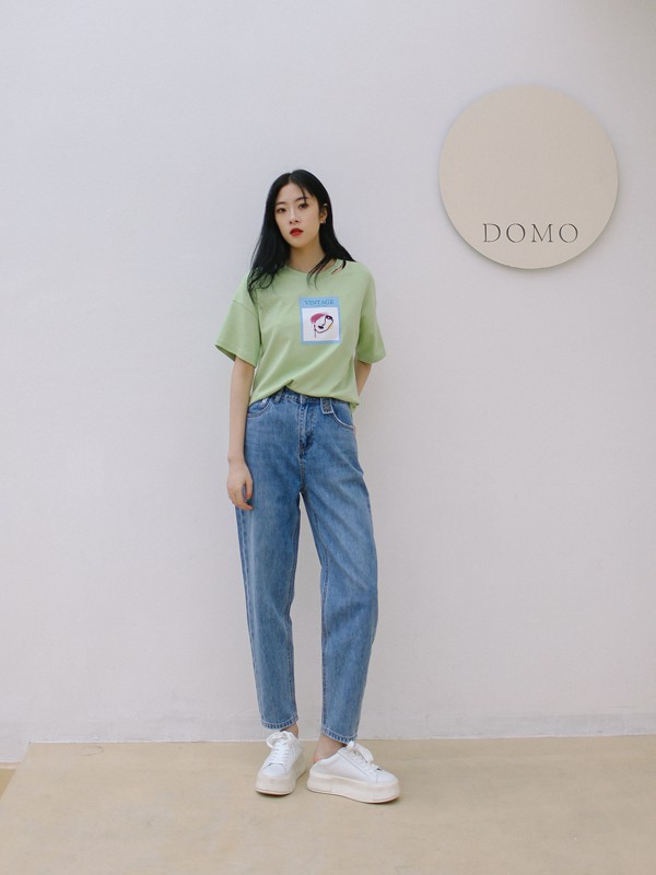 雅趋女装2022春夏季绿色印花T恤