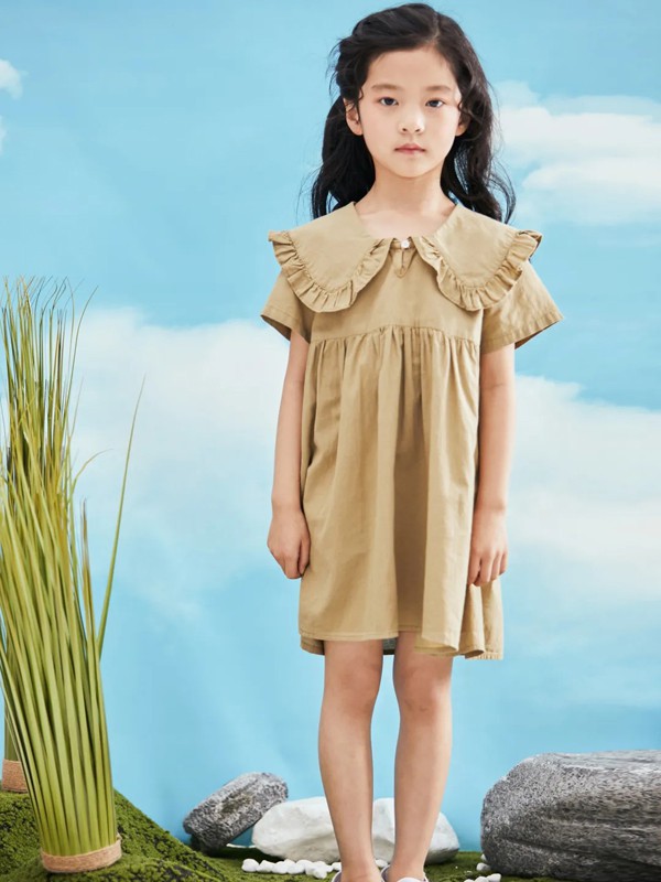 DC2022春夏季黄色娃娃领连衣裙