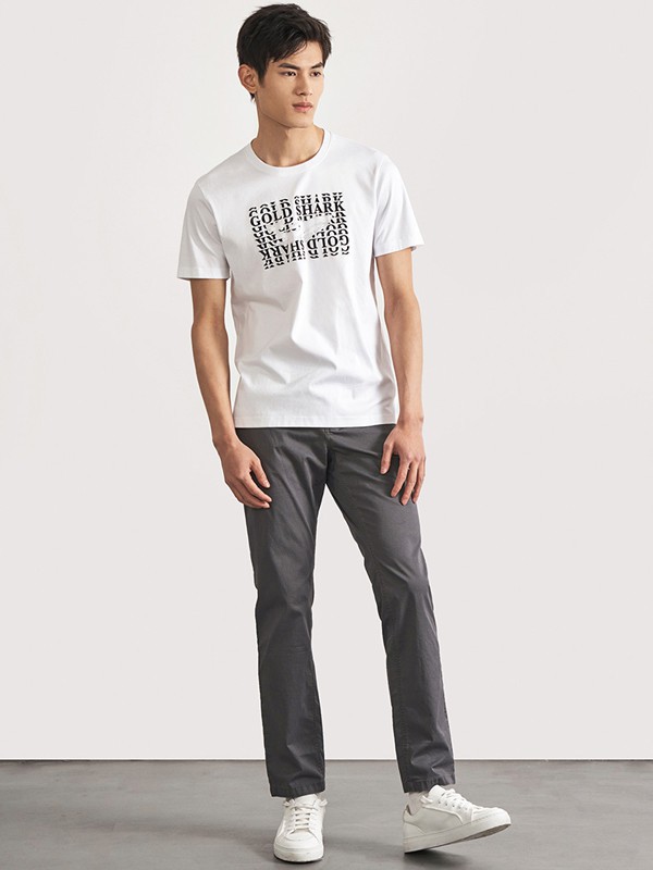 金鲨2022春夏季白色印花T恤
