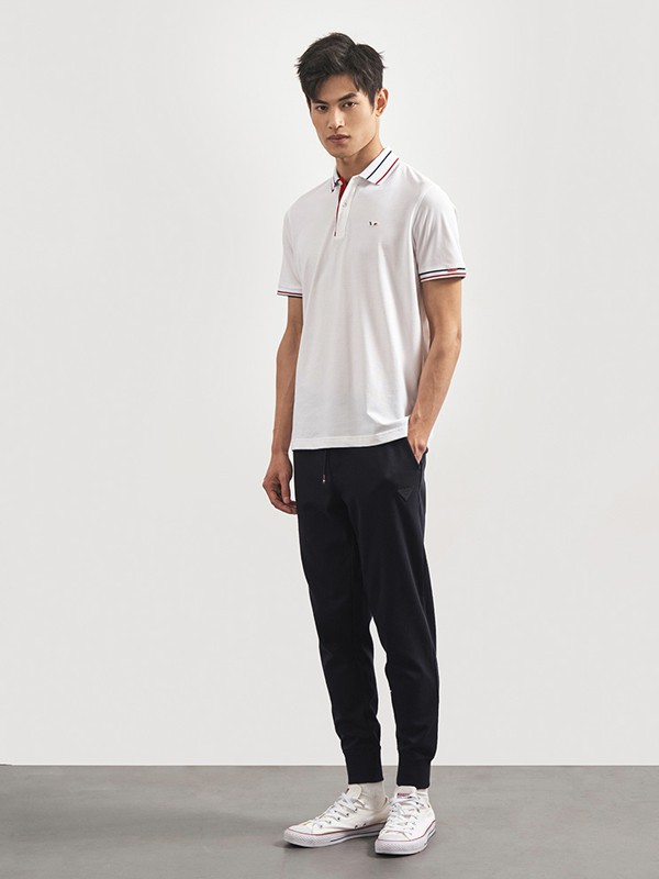 金鲨2022春夏季白色纯色polo衫