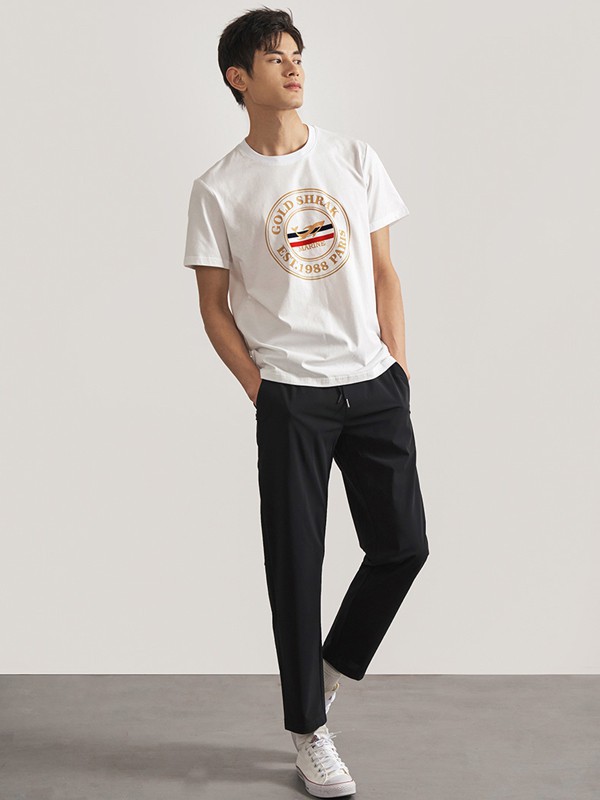 金鲨2022春夏季白色印花T恤