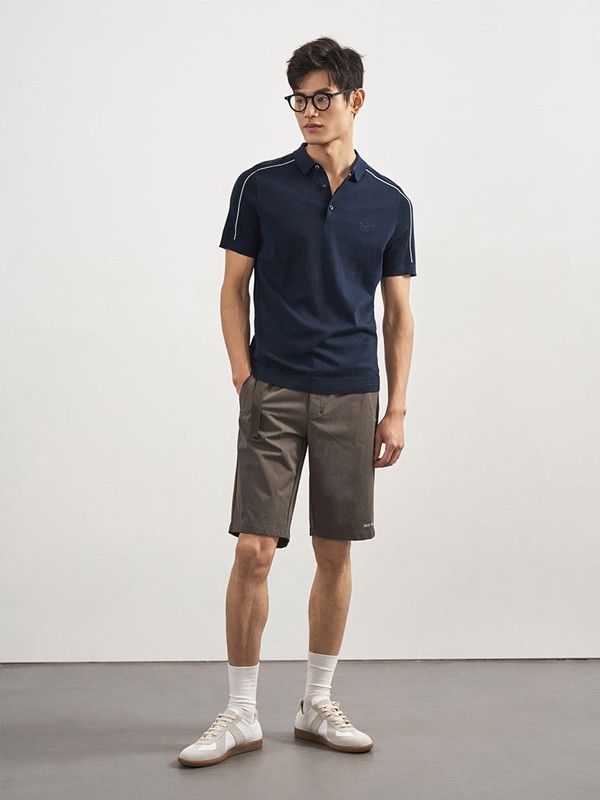 金鲨2022春夏季藏蓝色纯色polo衫