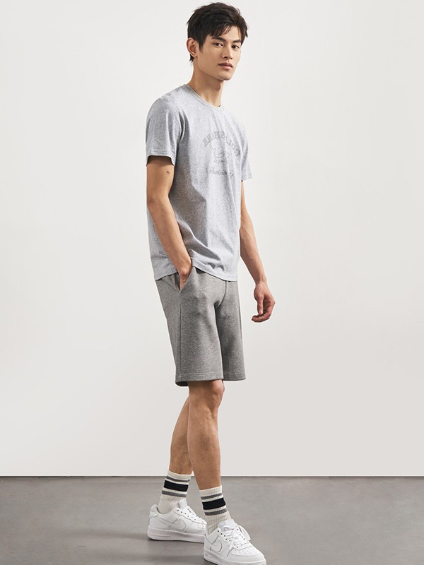 金鲨男装2022春夏季灰色印花T恤