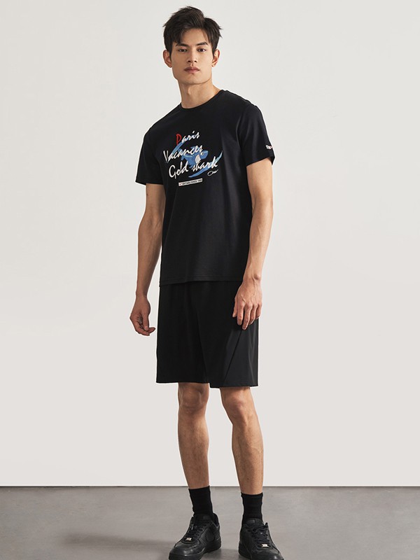 金鲨男装2022春夏季黑色印花T恤