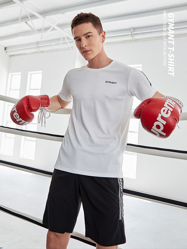 肌肉蚂蚁运动装2022春夏季白色字母T恤