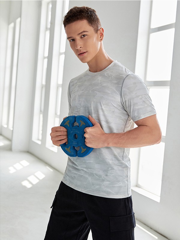 肌肉蚂蚁运动装2022春夏季白色印花T恤