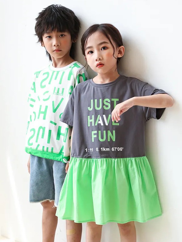 植木西2021春夏季拼色字母连衣裙