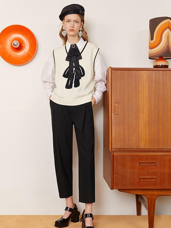 摩萨克女装2021秋冬季白色蝴蝶结衬衫