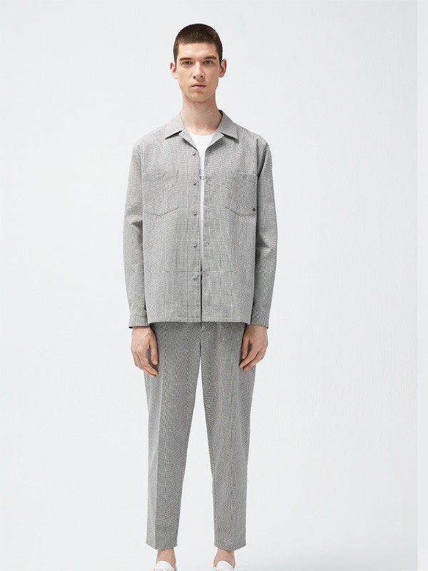 安正男装2021秋冬季灰色纯色长裤