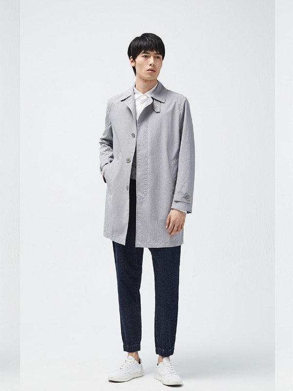 安正男装2021秋冬季灰色纯色大衣