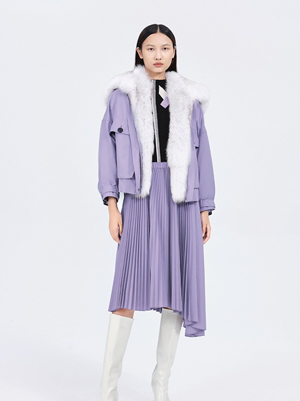 尹默IMMOBILE2021秋冬季紫色不对称半身裙