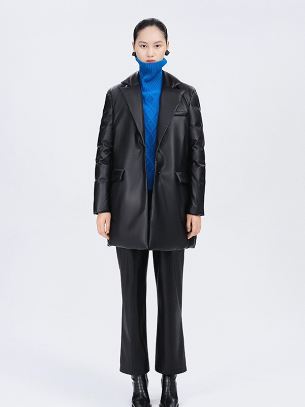 尹默IMMOBILE2021秋冬季蓝色高领毛衣